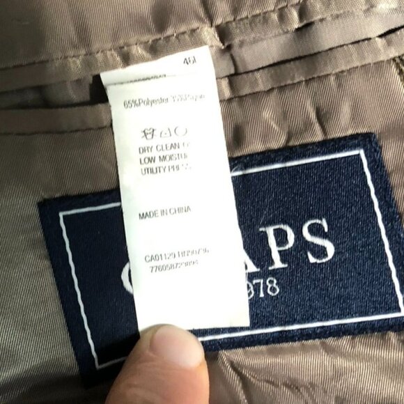 Chaps Mens Blazer Jacket Size 46R Gray Wool-Blend Double Button Workwear Brown - Picture 4 of 16